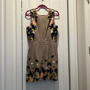 Tan embroidered mini dress